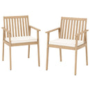 2 Pieces Patio Dining Chairs Outdoor Acacia Wood Chairs with Removable Padded Cushion