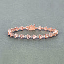 7.56 Carat Genuine Morganite and White Diamond 14K Rose Gold Bracelet
