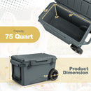 75 Quart Portable Cooler Rotomolded Ice Chest with Handles and Wheels