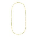 14k Yellow Gold Paperclip Chain and Pearl Necklace