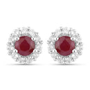 2.17 Carat Genuine Ruby and White Topaz .925 Sterling Silver Jewelry Set