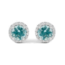 10K White Gold Purple Amethyst and 1/6 Cttw Diamond Halo Stud Earring