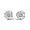 10K White Gold Purple Amethyst and 1/6 Cttw Diamond Halo Stud Earring