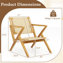 Outdoor and Indoor Teak Wood Patio Chair wuth Webbing Seat and Backrest-Natural