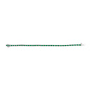14K White Gold Alternating Oval Green Emerald and Diamond Tennis Bracelet