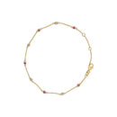 14K Yellow Gold Alternating Red Ruby and White Diamond Bezel Station Chain Bracelet (I-J Color, SI2-I1 Clarity) - 8" Inches