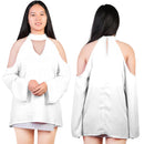Women\'s Sexy Off The Shoulder Blouses Cold Shoulder Tops V-Neck Long Sleeve T-Shirt Solid Color Summer