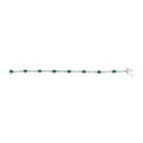 10K White Gold Oval Green Emerald & Diamond Alternating Link Bracelet