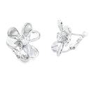 Cubic Zirconia Flower Earrings Sterling Silver