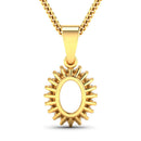0.13 Carat Genuine White Diamond 14K Yellow Gold Semi Mount Pendant - holds 8x6mm Oval Gemstone