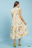 Umgee Floral Ruffle Tiered Midi Dress with Scalloped Detail