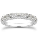 14k White Gold Triple Multi-Row Micro- Pave Diamond Wedding Ring Band