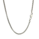 Rhodium Plated 2.5mm Sterling Silver Popcorn Style Chain