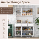 77 Inches Kitchen Pantry Storage Cabinet with LED Lights and Power Outlets-White