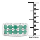 1.85 Carat Genuine Emerald and White Topaz .925 Sterling Silver Ring