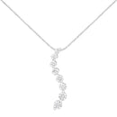 AGS Certified 14k White Gold 3.0 Cttw Baguette and Brilliant Round-Cut Diamond Journey 18" Pendant Necklace (K-L Color, I1-I2 Clarity)