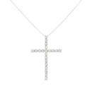.925 Sterling Silver 4.0 Cttw Diamond 2-1/4" Cross Pendant with Box Chain Necklace (I-J Color, I1-I2 Clarity) - 18"