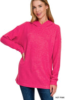 Zenana Hooded Brushed Melange Hacci Sweater