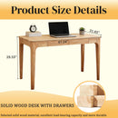 Solid Wood Desk with Drawers for Home Office