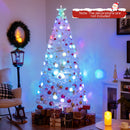 5/6/7 Feet Pre-Lit White Artificial Christmas Tree with Iridescent Leaves