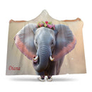 Personalized Elephant Hooded Fleece Blanket | Custom Name Gift