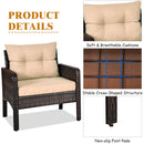 3 Pcs Outdoor Patio Rattan Conversation Set with Seat Cushions-Black