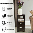 Set of 2 End Table Wooden with 2 Drawer & Shelf Bedside Table