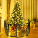 6 Panel Wall-mount Adjustable Baby Safe Metal Fence Barrier-Black