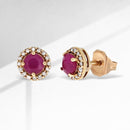 .77ct Ruby Diamond Stud Earrings 10KT Rose Gold
