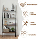 Multipurpose 4-Tier Industrial Leaning Wall Bookcase with Metal Frame