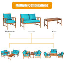 4-Piece Acacia Wood Patio Conversation Set with Cushions