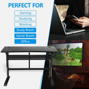 Pneumatic Height Adjustable Gaming Desk T Shaped Game Station with Power Strip Tray-Black