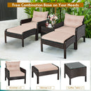 5-Piece Patio Rattan Sofa Set with Ottomans & Table