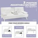 Convertible Folding Leather Futon Sofa with Cup Holders and Armrests