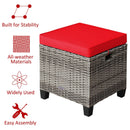 2 Pieces Patio Rattan Ottoman Seat with Removable Cushions-Navy