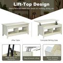 Lift Top Coffee Table with Hidden Storage Compartment and Lower Shelf for Study Room