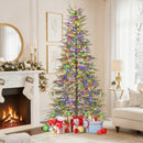 7.5 Feet Artificial Christmas Tree with Branch Tips and Colorful LED Lights