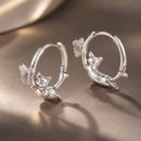 925 Sterling Silver White Gold Plated 1.7 x 0.5 cm Hoop Earrings for Women