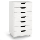 7-Drawer Chest Wooden Storage Dresser with Lockable Wheels