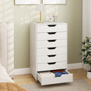 7-Drawer Chest Wooden Storage Dresser with Lockable Wheels