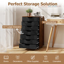7-Drawer Chest Wooden Storage Dresser with Lockable Wheels
