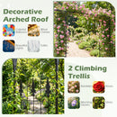7 FT Garden Arch Arbor with Flat Top Design for Climbing Plants