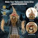 7 FT Halloween Decoration Animated Standing Scary Scarecrow with Light-up Eyes for Hunted Houses