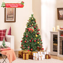5/6/7 Feet Artificial Christmas Tree with Red Berries and Kerosene Lamps