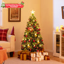5/6/7 Feet Artificial Christmas Tree with Red Berries and Kerosene Lamps