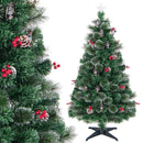 5/6/7 Feet Artificial Christmas Tree with Red Berries and Kerosene Lamps