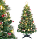 5/6/7 Feet Artificial Christmas Tree with Red Berries and Kerosene Lamps
