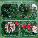 5/6/7 Feet Artificial Christmas Tree with Red Berries and Kerosene Lamps