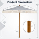 7 Feet Patio Umbrella with Fringe Sun-Protective Beach Umbrella with Boho Tassel