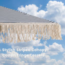 7 Feet Patio Umbrella with Fringe Sun-Protective Beach Umbrella with Boho Tassel